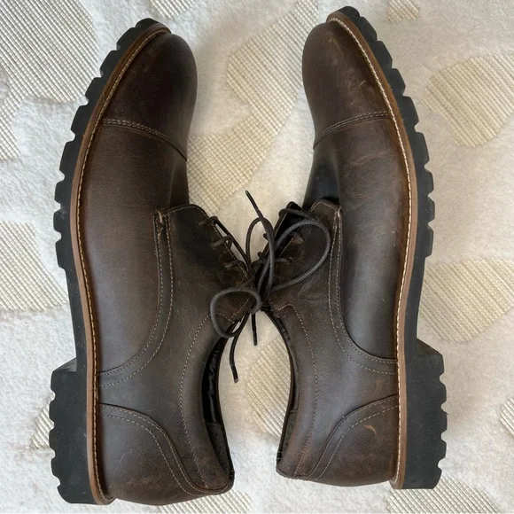 Rockport Trutech Brown Leather Cap Toe Oxford Casual Lace Shoes Mens Size 10.5 M - Picture 2 of 16